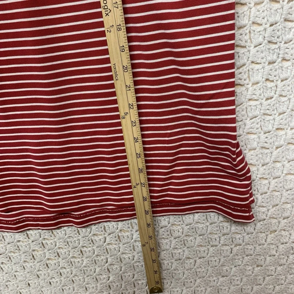 VTG Polo Ralph Lauren Polo Shirt Mens XL Red Striped 100%pima Cotton Short Sleev